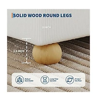 homfan King Size Cloud Bed Frame, Corduroy Bed Frame Without Headboard, Thick Fabric Upholstered Platform Bed, No Box Spring Needed, Easy Assembly