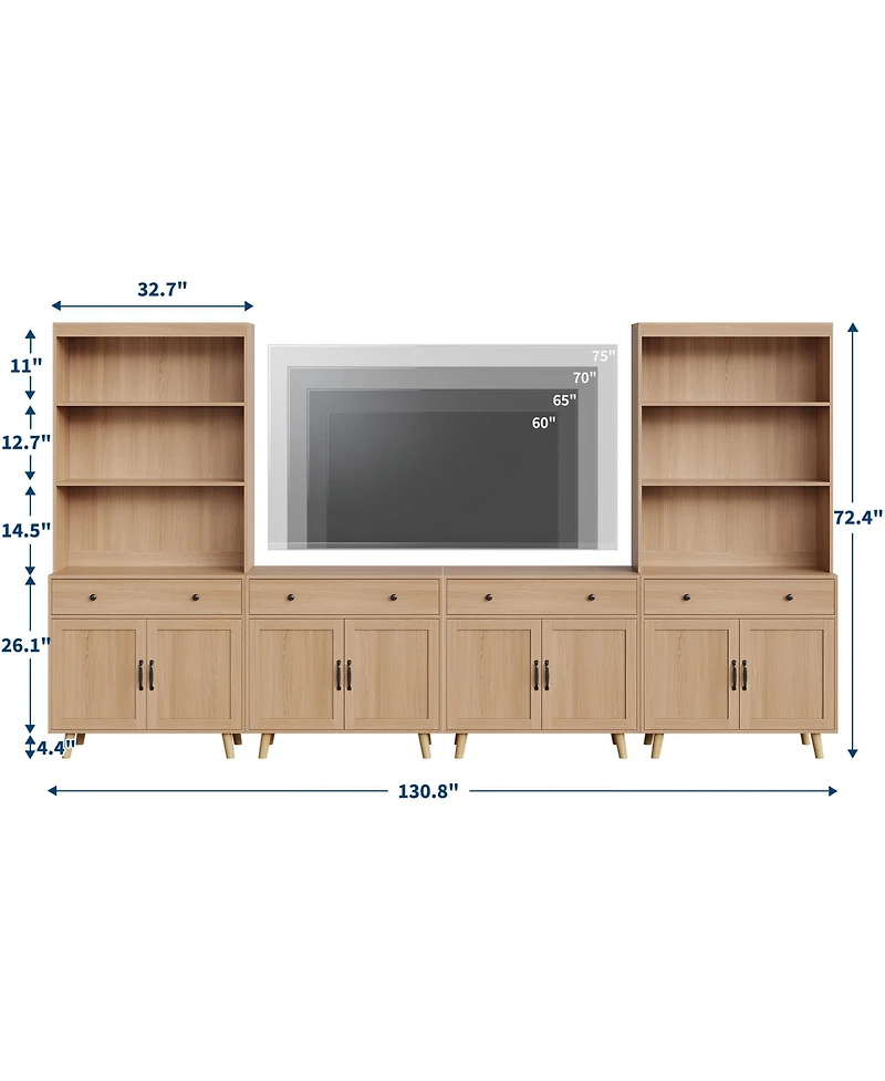 homfan Modern Freestanding Wooden Storage Cabinet with Drawer and Double Doors, Adjustable Shelf, Multipurpose Sideboard for Living Room
