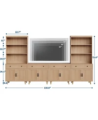 homfan Modern Freestanding Wooden Storage Cabinet with Drawer and Double Doors, Adjustable Shelf, Multipurpose Sideboard for Living Room
