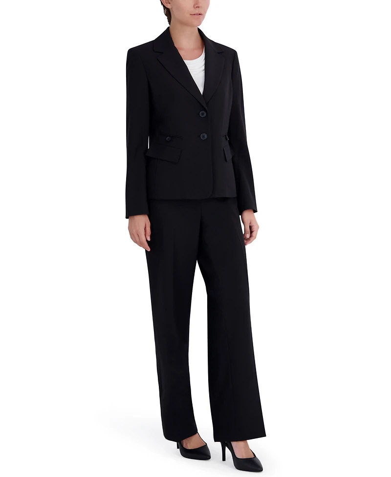 Le Suit Women's Four-Pocket Jacket & Fly-Front Wide-Leg Pants