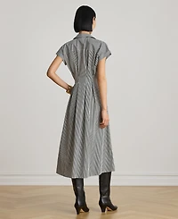 Lauren Ralph Women's Striped Pleated Broadcloth Shirt Dress