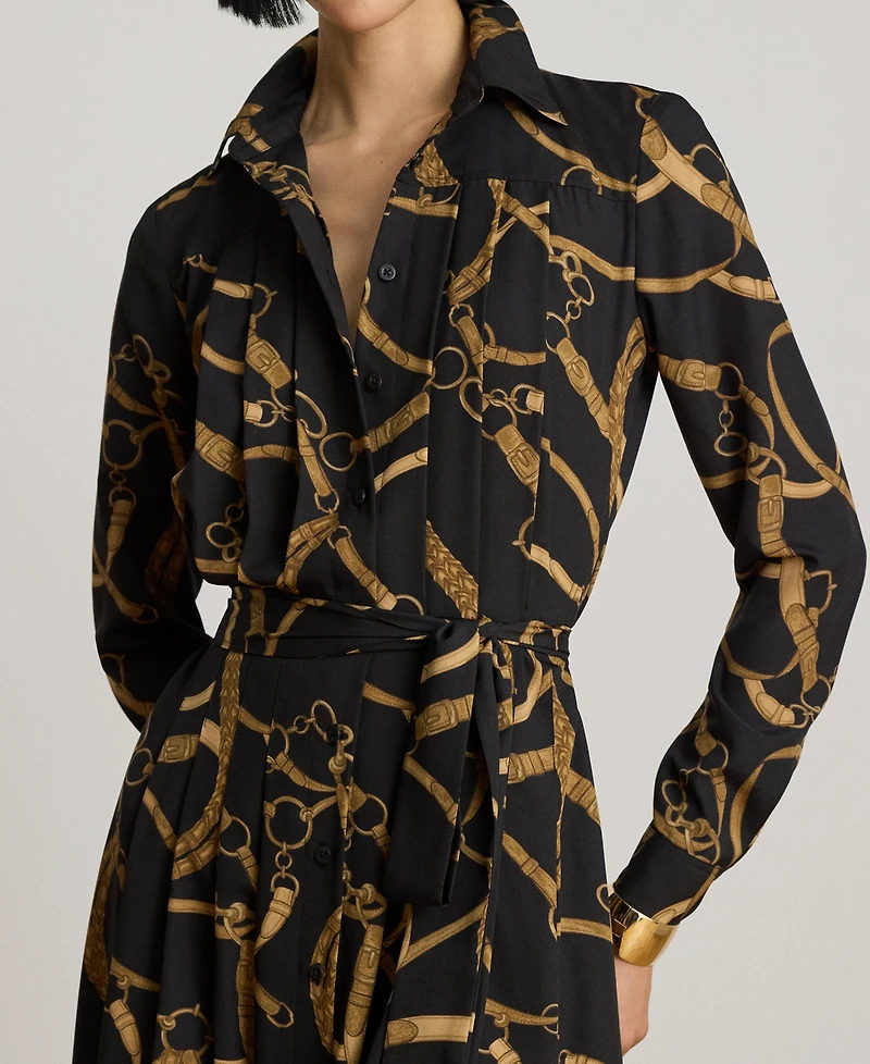 Lauren Ralph Women's Belting Print Pleated Shirt Dress