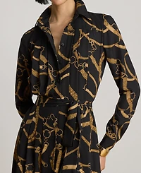 Lauren Ralph Women's Belting Print Pleated Shirt Dress
