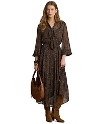 Lauren Ralph Lauren Womens Long Sleeve Flare Dress