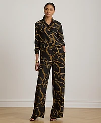 Lauren Ralph Lauren Women's Belting-Print Wide-Leg Pants
