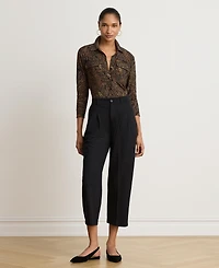 Lauren Ralph Women's Paisley Stretch Jersey Shirt