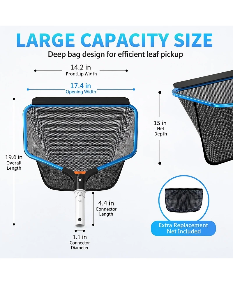 Xdovet Pool Skimmer 2 Nets Aluminum Frame Leaf Rake