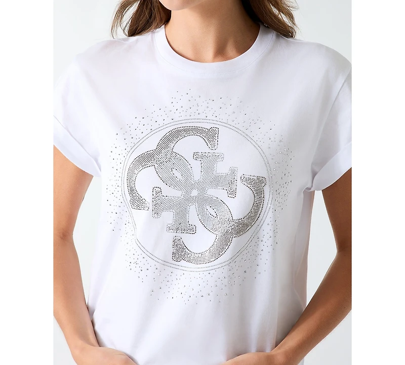 Guess Women's 4G Degrade Hotfix Graphic Cotton T-Shirt