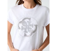 Guess Women's 4G Degrade Hotfix Graphic Cotton T-Shirt