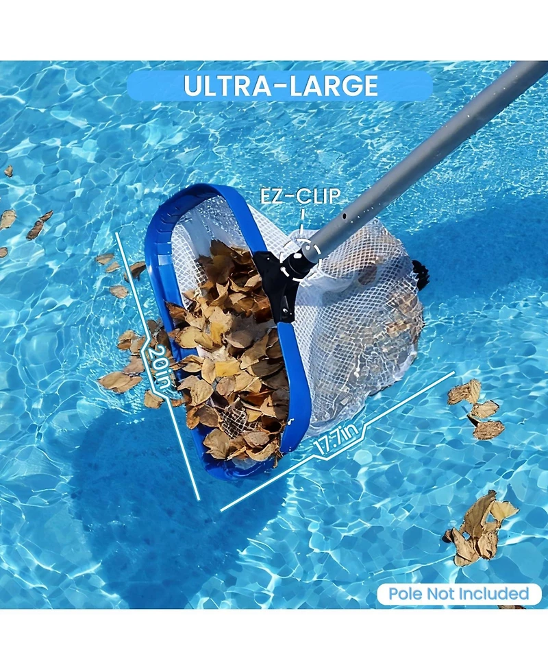 Xdovet Pool Net Skimmer Heavy Duty Leaf Aluminum Frame Mesh Bag Debris