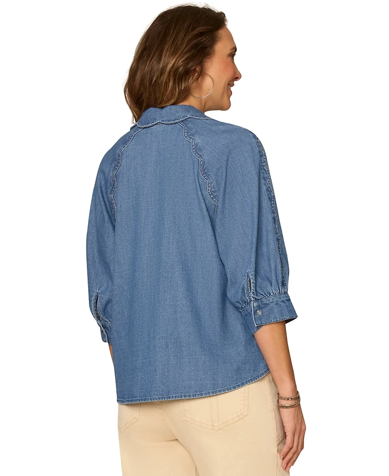 Democracy Petite Collared Button Down Shirt