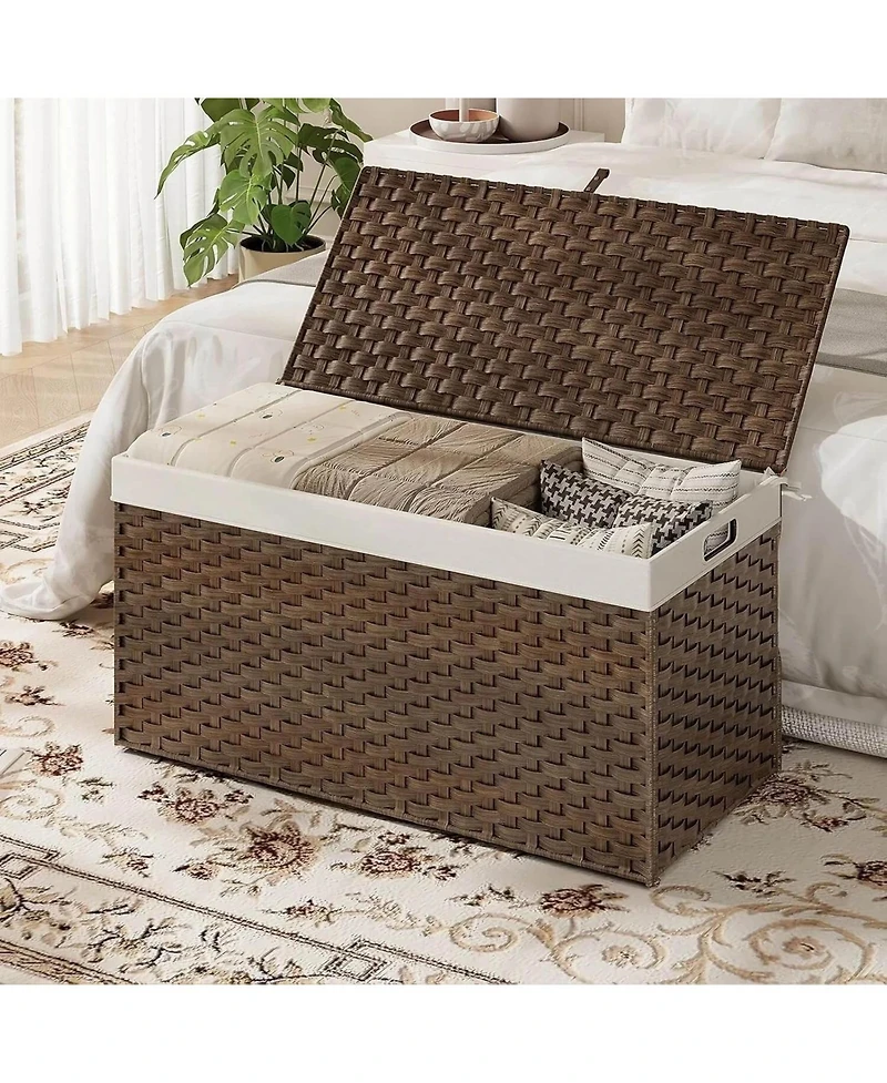 Slickblue Storage Basket with Lid and Handles for Home Organization and Clutter Control