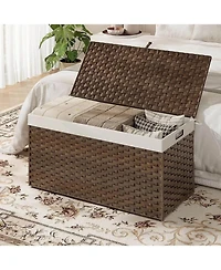 Slickblue Storage Basket with Lid and Handles for Home Organization and Clutter Control