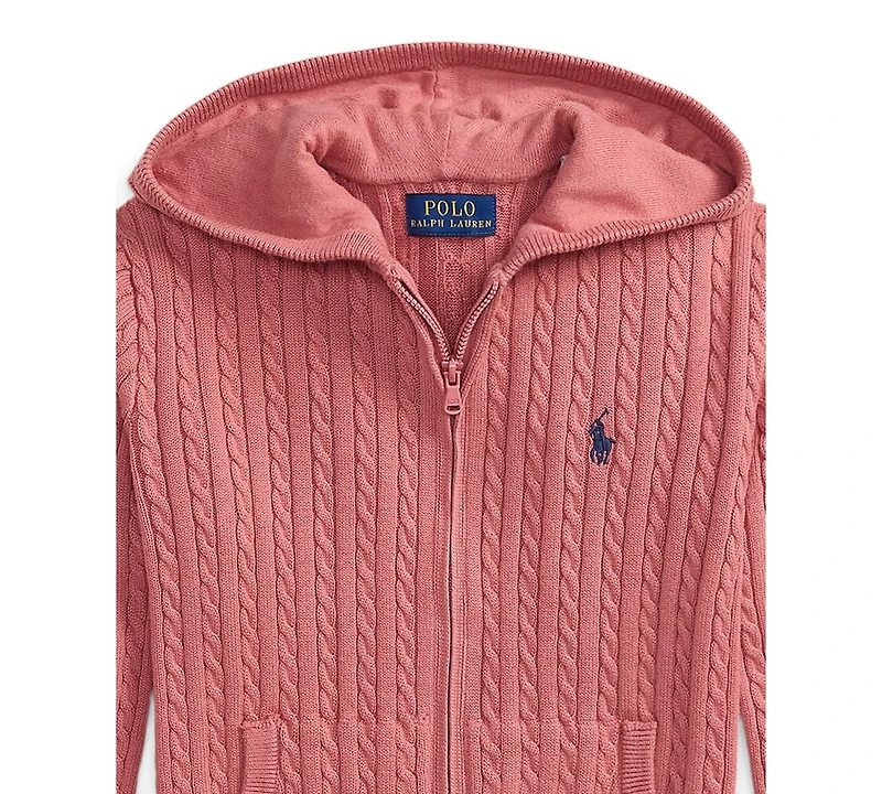 Polo Ralph Lauren Girls' 2-6X Mini-Cable Cotton Full-Zip Hoodie