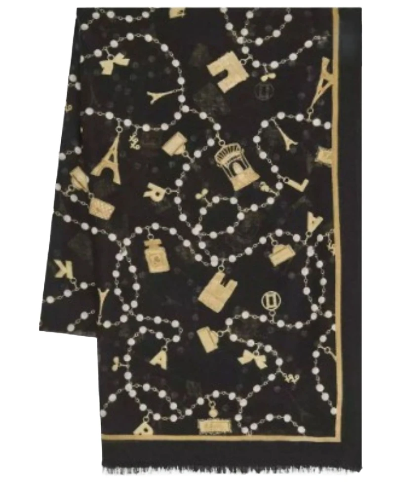 Karl Lagerfeld Paris Pearls and Charms Printed Oversized Scarf