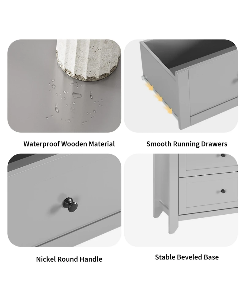 homfan 2 Set of 6 Drawers Dresser for Bedroom, 54" Modern Storage Chest with Painted Finish, Tall Organizer with Deep Drawers for Living Room, Closet