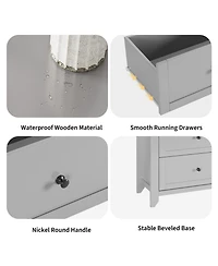 homfan 2 Set of 6 Drawers Dresser for Bedroom, 54" Modern Storage Chest with Painted Finish, Tall Organizer with Deep Drawers for Living Room, Closet