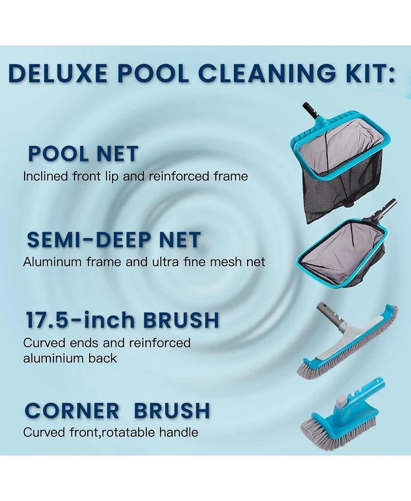 Xdovet Pool Cleaning Kit Wall Brush Leaf Rake Skimmer Net