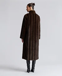 Avec Les Filles Women's Maxi Braided Faux Fur Coat