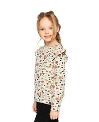 Deux par Little and Big Girl 6-14 Long Sleeve Organic Cotton T-Shirt with Squirrel Print