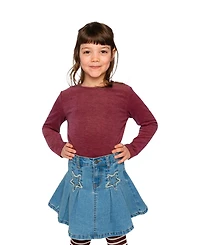 Deux par Big Girls 6-14 Brushed Rib Crew Neck Top
