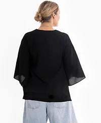 Ocean+Main Women's Butterfly Sleeve Cotton Caftan Top