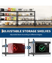 homfan 4 Tier Storage Shelf with Wheels, 75 Inch Heavy Duty Metal Shelving Unit with Adjustable Shelves for Pantry or Kitchen