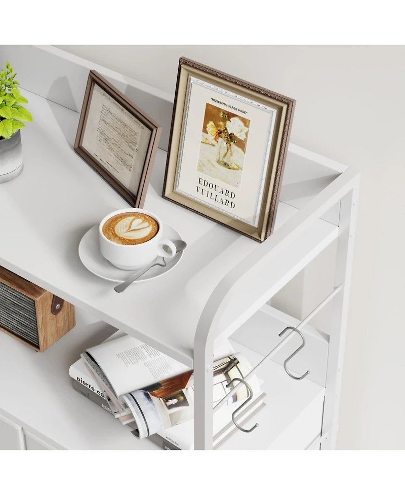 homfan Narrow 5 Drawer Dresser, 47 Inch Fabric Storage Chest with Metal Frame and Shelves for Bedroom or Entryway