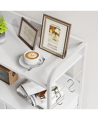 homfan Narrow 5 Drawer Dresser, 47 Inch Fabric Storage Chest with Metal Frame and Shelves for Bedroom or Entryway