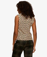 Sanctuary Petite Soft Printed Sleeveless Sweater
