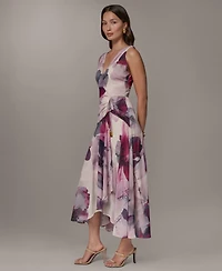 Donna Karan New York Petite Printed V-Neck High-Low Dress