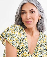 Style & Co Women's Flutter Blouse Floral-Print Short Sleeves, Macy's Exclusive