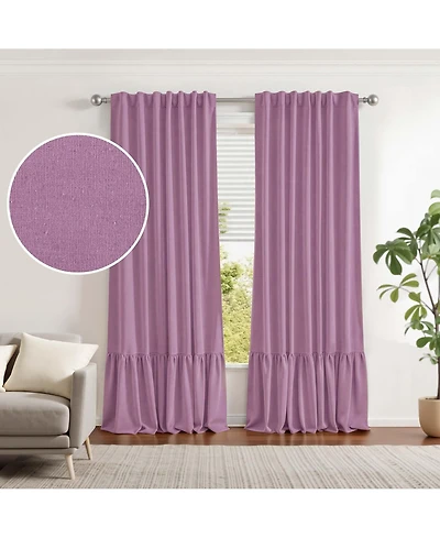 Awesome Home 100% Blackout Cotton Blend Ruffle Curtains Pair