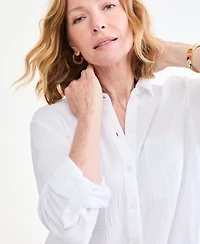 Style & Co Women's Cotton Gauze Roll-Tab Shirt, Macy's Exclusive