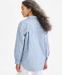 Style & Co Women's Striped Roll-Tab Long-Sleeve Blouse, Macy's Exclusive