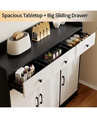 homfan Modern Wooden Sideboard Cupboard with 3 Drawers and Adjustable Shelves, Multi-Purpose Console for Kitchen, Dining and Living Room