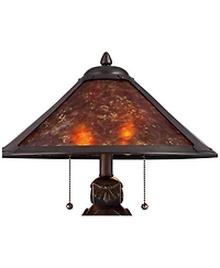 Robert Louis Tiffany Mission Rustic Accent Table Lamp 19 High with Table Top Dimmer Bronze Ceramic Cone Shade for Bedroom Bedside
