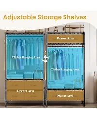 homfan 4 Tier Storage Shelf, Metal Shelving Unit with Drawers and Adjustable Shelves for Bedroom or Entryway