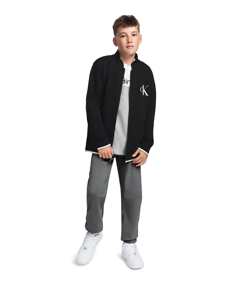 Calvin Klein Boys' 8-20 Long-Sleeve Bomber Sweatshirt
