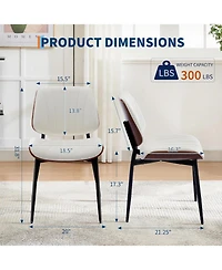 gaomon Dining Chairs Set of 2,Mid-Century Modern Upholstered Retro Pu Leather Kitchen Chairs with Walnut Bentwood Back and Metal Legs Adjustable
