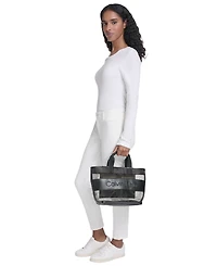 Calvin Klein Averil Signature Mesh Zip-Top Webbed Strap Crossbody Handbag