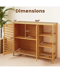 sumyeg Bamboo Bathroom Storage Cabinet with Double Doors and Shelves