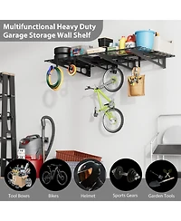 homfan Set of 2 Wall Mounted Shelf Set, 2x4 Foot Heavy Duty Metal Shelving Unit for Home Storage