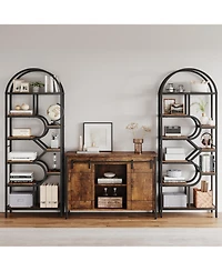 homfan 9-Tier Arched Freestanding Bookshelf, Sturdy Metal Frame Multi-layer Storage Display Shelf for Home Office Decor