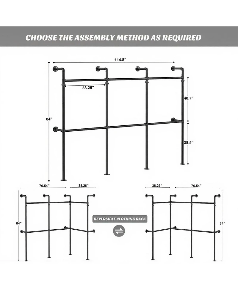 homfan Heavy Duty Wall Mounted Storage Shelf, Metal Shelving Unit with Adjustable Bars for Laundry Room or Closet
