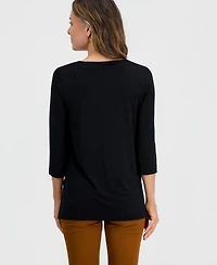 Jm Collection Petite 3/4-Sleeve V-Neck Tunic, Macy's Exclusive