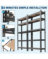 homfan Set of 2 Storage Shelves, Heavy Duty Metal Shelving Unit with Adjustable Shelves for Basement, Warehouse, Pantry, Closet, Kitchen