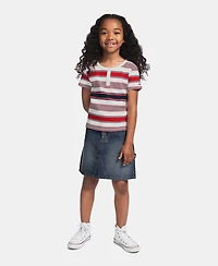 Tommy Hilfiger Girls' 7-16 Striped Ribbed Short-Sleeve Top