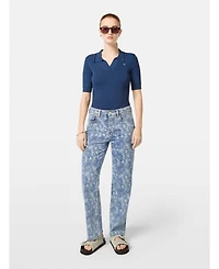 Scotch & Soda Women's Rib Polo Neck Short Sleeve Pullover
