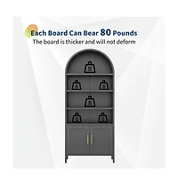 homfanf Modern Arched Metal Storage Cabinet, Cold-Rolled Steel Vertical Organizer Rack, Multi-Scene Easy-Assembly Display Storage Shelf